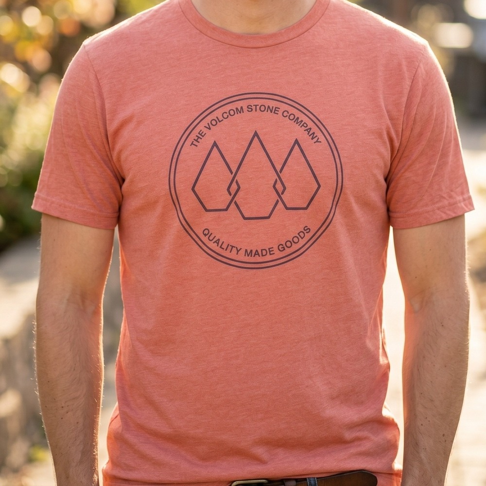 Volcom Stone Company Graphic T-Shirt Mens Modern Fit Heather Rust Orange Medium